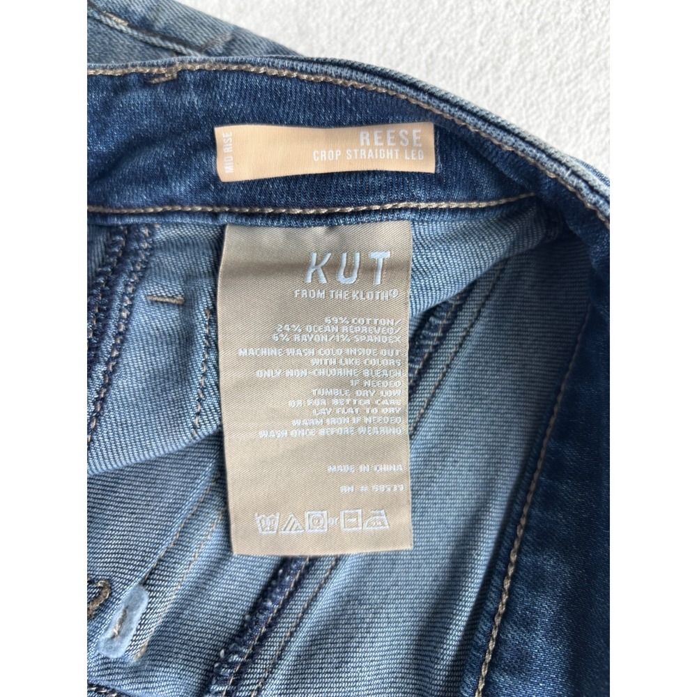 Kut from the Kloth Reese Straight Leg Jeans Women 00 Blue Crop Utility Seam - Picture 4 of 10